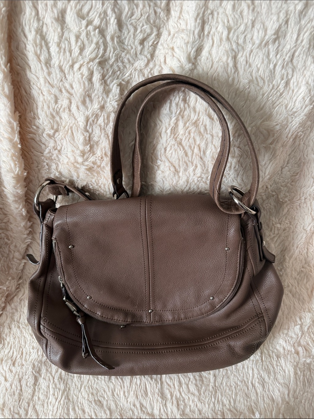 (B. Makowsky) Classic Brown Leather Shoulder Bag